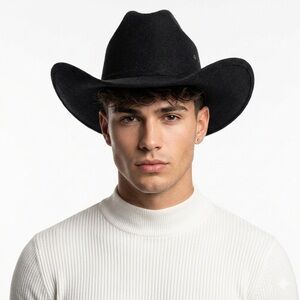 Arlop Men’s Black Cattleman Western Hat 7 3/8